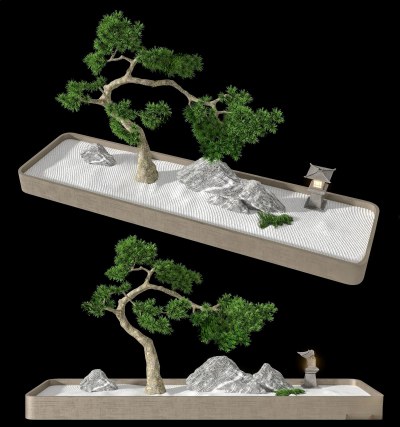 新中式景观造景3D模型下载